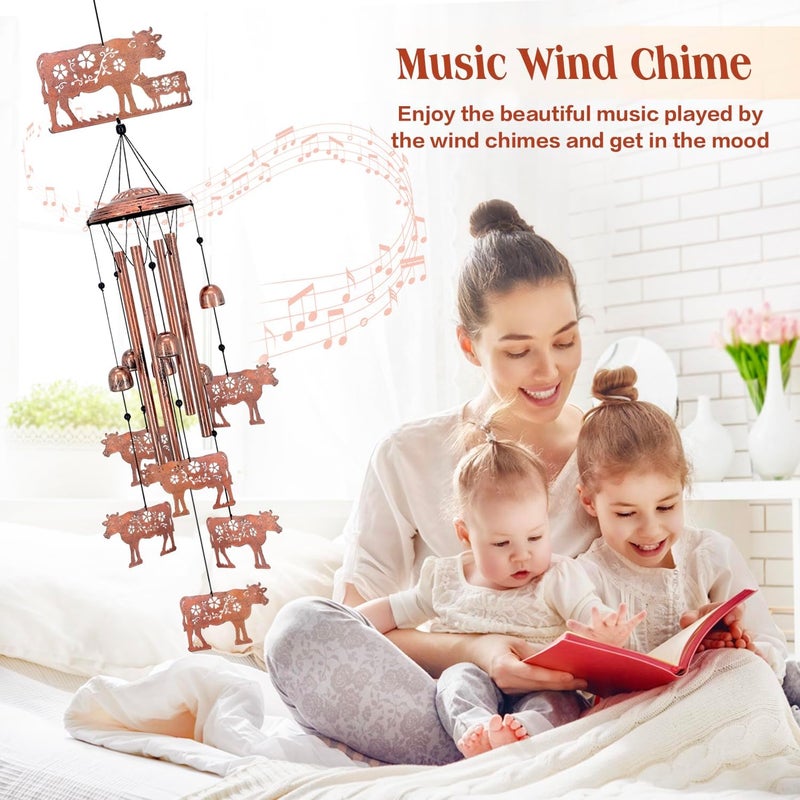 EZTZEN Cow Wind Chimes Outdoor Cow Gifts for Women/Men/Mom/Wife/Grandma Birthday Gifts Memorial Gift Metal WindChimes for Outside/Indoors, Lawn, Patio, Home, Porch, Yard Decor, Garden Decorations - Image 4